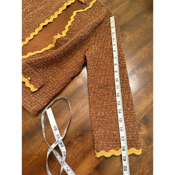 VINTAGE Women's Brown Yellow Susan Laurie 60s 70s 100% Wool Jacket Est. Small - Picture 6 of 6